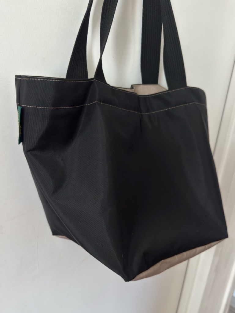 Herve Chapelier Tote Bag Boat Sha1ped Two Tone Black Nylon Tote 19x12 — image 3 of 6